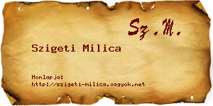 Szigeti Milica névjegykártya